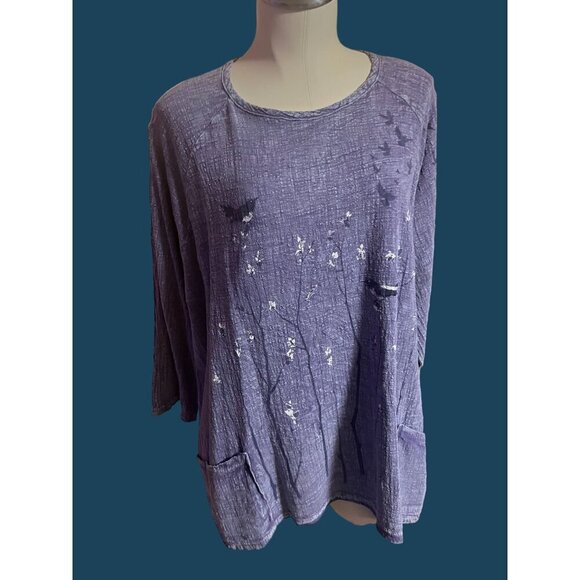 JESS AND JANE Tops - nwt PURPLE JESS AND JANE DOLMAN SLEEVE TUNIC W POCKETS GAUZE FABRIC XLARGE